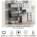Modern Computer Desk with 5-Tier Shelves – Space-Saving Rotatable Workstation