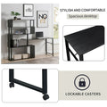 L-Shaped Corner Computer Desk with Rotating Features and 5-Tier Bookshelf for Home Office