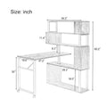 L-Shaped Corner Computer Desk with Rotating Features and 5-Tier Bookshelf for Home Office