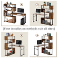 L-Shaped Corner Computer Desk with Rotating Features and 5-Tier Bookshelf for Home Office