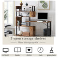 Modern Computer Desk with 5-Tier Shelves – Space-Saving Rotatable Workstation