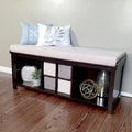 John Louis Home Espresso Solid Wood Entryway Bench with 4 Shoe Cubbies