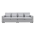 Merax 104 Modern 4-Seater Linen Sofa with Armrest Pockets and 4 Pillows - Minimalist Design