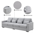 Merax 104 Modern 4-Seater Linen Sofa with Armrest Pockets and 4 Pillows - Minimalist Design