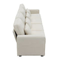 Merax 104 Modern 4-Seater Linen Sofa with Armrest Pockets and 4 Pillows - Minimalist Design