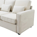 Merax 104 Modern 4-Seater Linen Sofa with Armrest Pockets and 4 Pillows - Minimalist Design