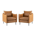 Set of 2 Jaime Modern Vegan Leather Accent Chairs with Metal Legs by HULALA HOME