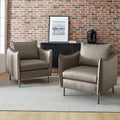 Set of 2 Jaime Modern Vegan Leather Accent Chairs with Metal Legs by HULALA HOME