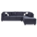 Malone 111-Inch Suede 4-Seater Sectional Sofa with Two Throw Pillows - Dimensions: 111L x 78W x 34H