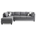 Malone 111-Inch Suede 4-Seater Sectional Sofa with Two Throw Pillows - Dimensions: 111L x 78W x 34H