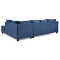 Malone 111-Inch Suede 4-Seater Sectional Sofa with Two Throw Pillows - Dimensions: 111L x 78W x 34H