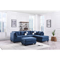 Malone 111-Inch Suede 4-Seater Sectional Sofa with Two Throw Pillows - Dimensions: 111L x 78W x 34H