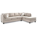 Malone 111-Inch Suede 4-Seater Sectional Sofa with Two Throw Pillows - Dimensions: 111L x 78W x 34H