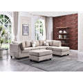 Malone 111-Inch Suede 4-Seater Sectional Sofa with Two Throw Pillows - Dimensions: 111L x 78W x 34H