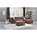 Malone 111-Inch Suede 4-Seater Sectional Sofa with Two Throw Pillows - Dimensions: 111L x 78W x 34H