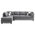 Malone 111-Inch Suede 4-Seater Sectional Sofa with Two Throw Pillows - Dimensions: 111L x 78W x 34H