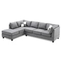 Malone 111-Inch Suede 4-Seater Sectional Sofa with Two Throw Pillows - Dimensions: 111L x 78W x 34H