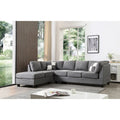 Malone 111-Inch Suede 4-Seater Sectional Sofa with Two Throw Pillows - Dimensions: 111L x 78W x 34H