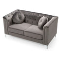 Velvet Button-Tufted Pompano Loveseat