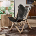 Cantu Authentic Top Grain Leather Tripolina Sling Chair by iNSPIRE Q Modern