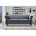 Charlot Velvet Chesterfield Sofa with Rolled Arms