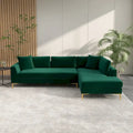 Mae Velvet Corner Sectional Sofa in Mid-Century Modern Style