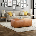 Poly & Bark Denver Leather Ottoman - Authentic Full Grain Italian Leather