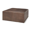 Minara Black Genuine Leather Ottoman with Gold Metal Base - 36-Inch Square