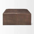 Minara Black Genuine Leather Ottoman with Gold Metal Base - 36-Inch Square