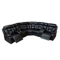 Mid-Century Modern Faux Leather Reclining Sectional Sofa