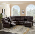 Mid-Century Modern Faux Leather Reclining Sectional Sofa