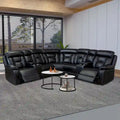 Mid-Century Modern Faux Leather Reclining Sectional Sofa