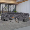Mid-Century Modern Faux Leather Reclining Sectional Sofa