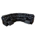 Mid-Century Modern Faux Leather Reclining Sectional Sofa