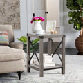 Ledel Rustic Farmhouse Accent End Table with Storage Shelf