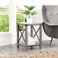 Ledel Rustic Farmhouse Accent End Table with Storage Shelf