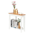 White MDF 24-Inch Wide 2-Tier Narrow Nightstand and Sofa Table
