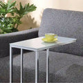 Chrome and White Glass Top Accent Table
