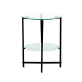 Double-Layer Round Tempered Glass End Table/Coffee Table with Sturdy Iron Frame