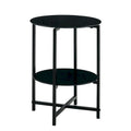 Double-Layer Round Tempered Glass End Table/Coffee Table with Sturdy Iron Frame