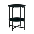 Double-Layer Round Tempered Glass End Table/Coffee Table with Sturdy Iron Frame