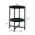 Double-Layer Round Tempered Glass End Table/Coffee Table with Sturdy Iron Frame