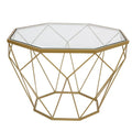 Malibu 22 Modern Octagonal Coffee Table with Tempered Glass Top and Durable Metal Geometric Base for Living Room or Office
