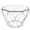Malibu 22 Modern Octagonal Coffee Table with Tempered Glass Top and Durable Metal Geometric Base for Living Room or Office
