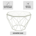 Malibu 22 Modern Octagonal Coffee Table with Tempered Glass Top and Durable Metal Geometric Base for Living Room or Office