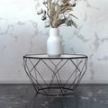 Malibu 22 Modern Octagonal Coffee Table with Tempered Glass Top and Durable Metal Geometric Base for Living Room or Office