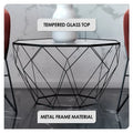 Malibu 22 Modern Octagonal Coffee Table with Tempered Glass Top and Durable Metal Geometric Base for Living Room or Office