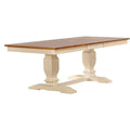 7-Piece Transitional Dining Set with Double Pedestal and Antiqued Caramel/Biscotti Napoleon Back