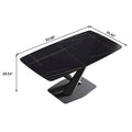 63-Inch Contemporary Dining Table with Slate Stone Surface and Metal Legs, Marble Finish