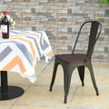Set of 4 Stackable Bistro Cafe Dining Chairs with Metal Frame and Wooden Seat - Details Inside